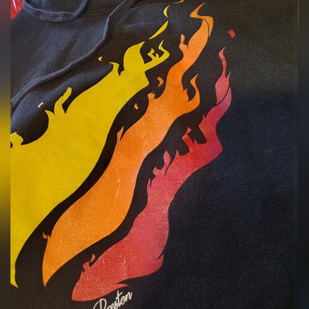 The Concert Fleece Hoodie, By Preston, Women Black, Pockets, Flames, XS - Picture 10 of 11